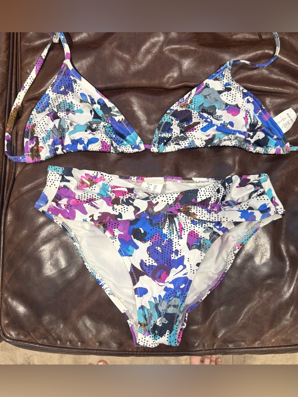 Gideon Oberson Bikini Set Size 6 Floral Triangle Top Foldover Bottom